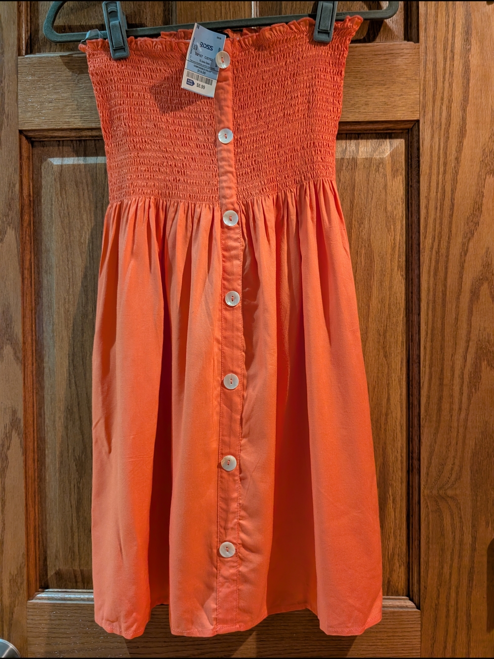 Orange Button-Front Smocked Sundress / Cover up